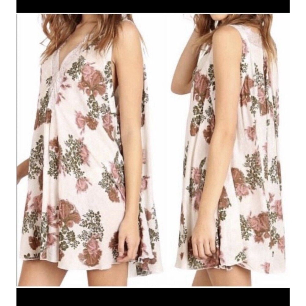 Free People Intimately So You Say Slip Tea Dress, Size S Ethereal Lace Trim EUC￼